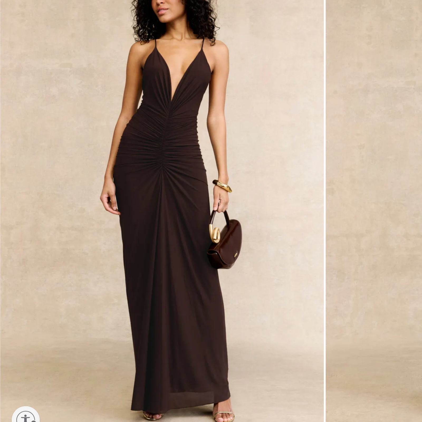 Ronny Kobo Plunging Ruched Maxi Dress Xl Bodycon Gown Formal Desgner $558